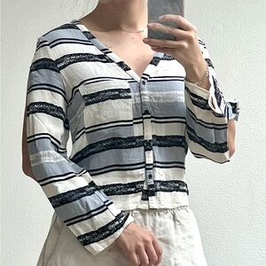 Topshop striped cutout sleeve size 2
